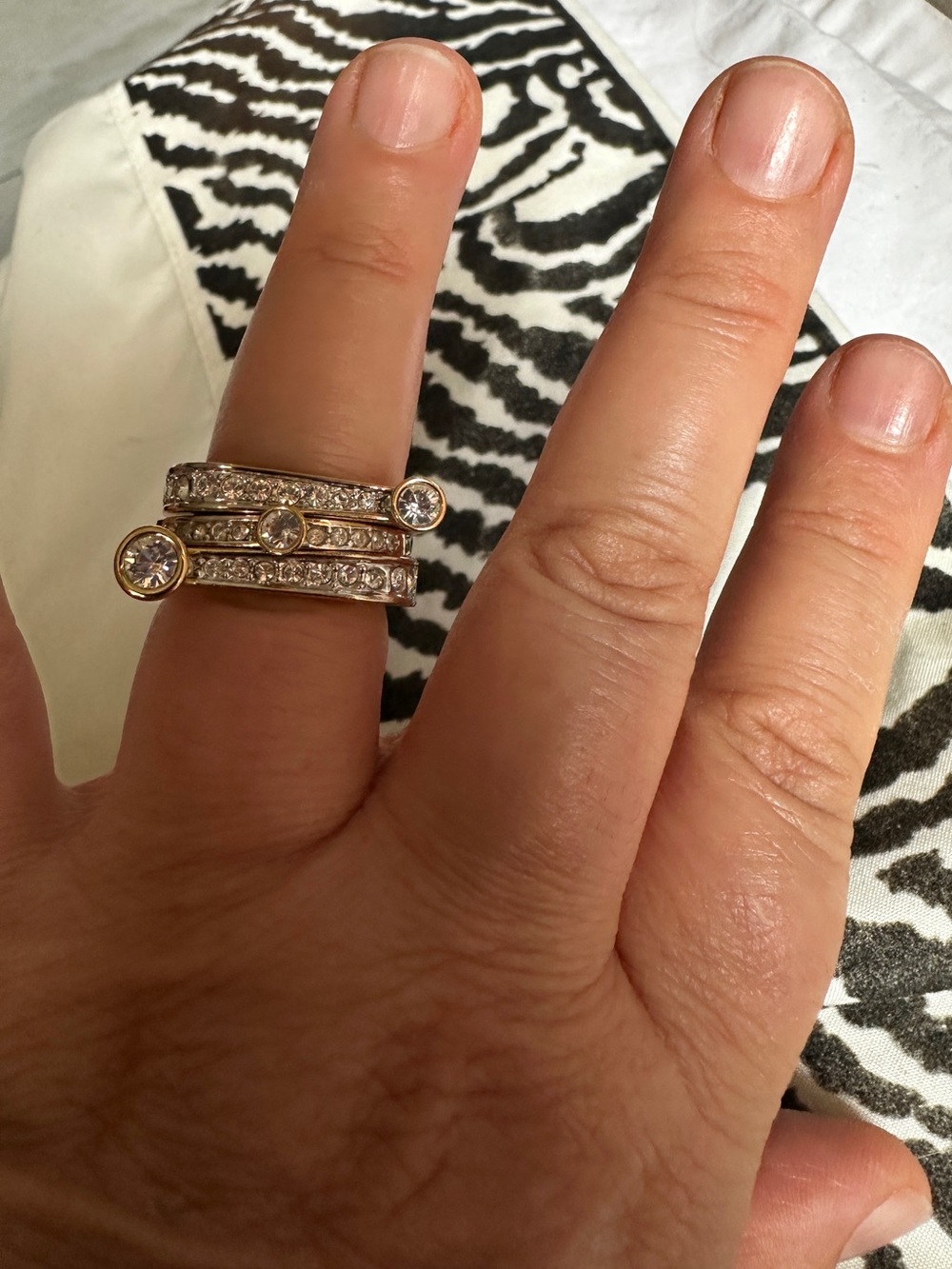 Swarovski Gold-Tone Triple Band Clear Crystal Ring